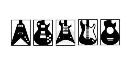 Illustration for Five Guitar Panel Design for laser cutting or cnc machined - Royalty Free Image