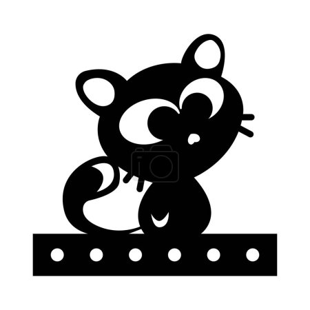 Illustration for Baby cat sillhoutte for keychain decoration - Royalty Free Image