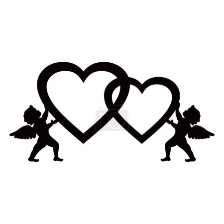 Illustration for Cupid with love design for plasma cutting - Royalty Free Image