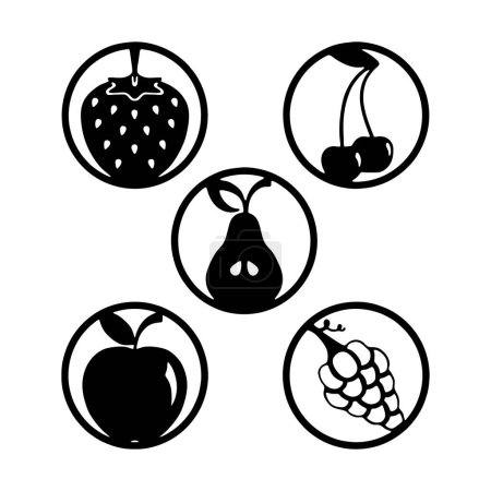 Illustration for Fruit set panel for laser cut - Royalty Free Image