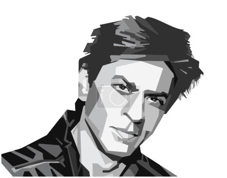 Foto de Shah Rukh Khan diseño de la cara del arte vectorial plantillas líneas de baja textura poli gris negro blanco boceto aislado fondo - Imagen libre de derechos