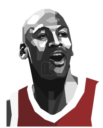 Illustration for Michael Jordan famous figure sport man basket ball lines style element concept logo NBA sign symbol icon retro isolated drawing human art vector design template - Royalty Free Image