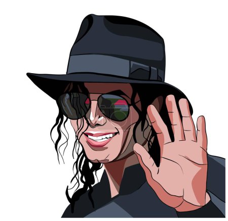 Illustration for Art Michael Jackson style pop art musician - Royalty Free Image