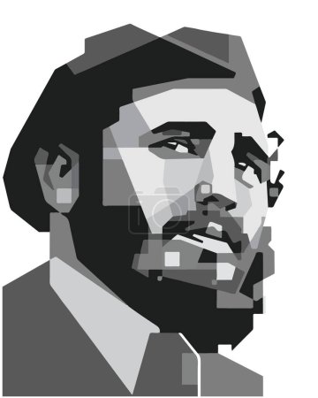 Téléchargez les illustrations : Fidel Castro art vectoriel conception modèle icône symbole signe logo style graphique visage président figure célèbre modèle homme isolé noir blanc - en licence libre de droit