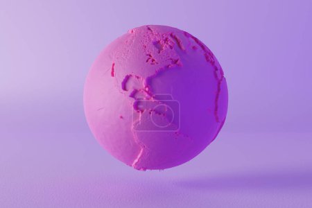Téléchargez les photos : Faible rendu poly 3d d'un monde rose. Concept de féminisme, autonomisation des femmes, les filles et les femmes dans le monde entier et à travers la planète - en image libre de droit