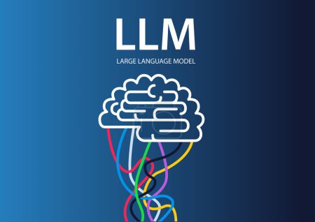 Téléchargez les illustrations : Illustration vectorielle d'un cerveau. Concept pour IA générative et grands modèles linguistiques LLM. - en licence libre de droit