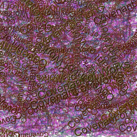 Photo for Confetti words Covenant of Works bright Electric VioletHeliotrope - Royalty Free Image