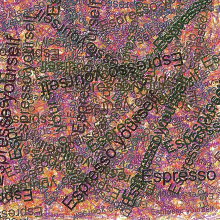 Foto de Confetti words Espresso a ti mismo brillante JaffaTango - Imagen libre de derechos