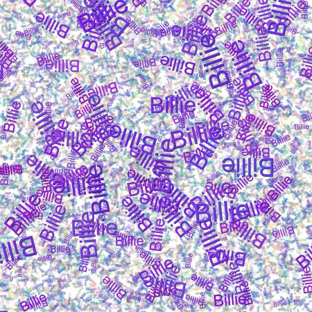 Foto de Confetti palabras Billie brillante Royal BluePurple Heart - Imagen libre de derechos