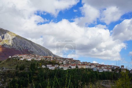 view of a beautiful village in the mountains of the country. Opi