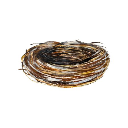 Foto de Easter nest brown sketch. A watercolor illustration. Hand drawn texture, isolated white background. For use in design, fabrics, prints, textile, cards, invitations, banners, coupons. - Imagen libre de derechos