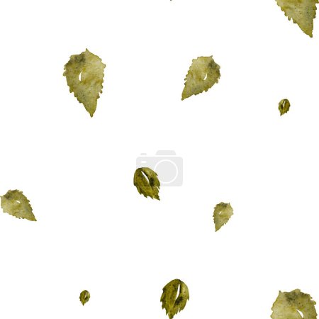 Foto de Rose leaves leaf flora seamless pattern. A watercolor illustration. Hand drawn texture and isolated. For to use in design, fabrics, prints, textile, cards, invitations, banners, coupons, vouchers. - Imagen libre de derechos