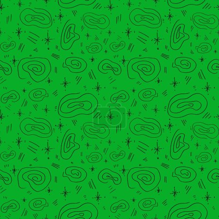 Photo for Abstract doodle spiral stroke maximalism neon green pattern. A digital illustration. Hand drawn texture and isolated. For to use in design, fabrics, prints, textile, cards, invitations, banner, coupon - Royalty Free Image