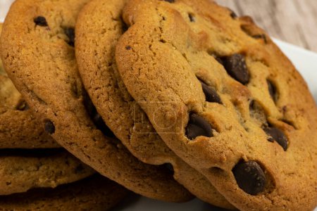 Photo for Freshly baked chocolate chip cookies. - Royalty Free Image