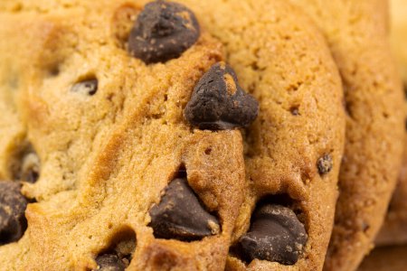 Photo for Freshly baked chocolate chip cookies close-up - Royalty Free Image