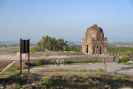 ruins of Rani Mahal, An ancient historical palace in Rohtas fort Jhelum Punjab Pakistan, old monument of Indian heritage and vintage Architecture
