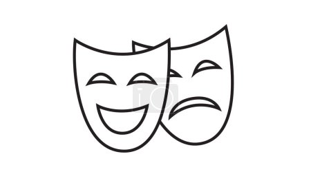 Foto de Comedia y tragedia teatro línea icono máscaras vector ilustración - Imagen libre de derechos