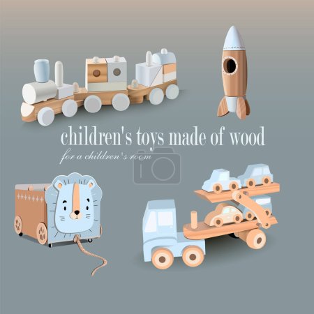 jouets en bois élégants pour une chambre d'enfant