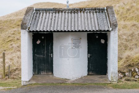 Public toilets on Tolstadh Beach on the Isle of Lewis, Scotland