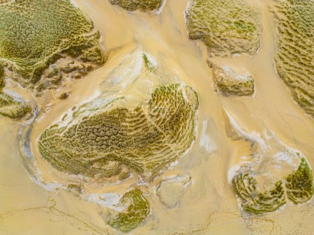 Aerial view of Eoropie Sand Dunes on the coast of Isle of Lewis, Scotland.