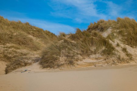 Photo for Sand dunes of Eoropie Beach on the Isle of Lewis, Scotland in the Outer Hebrides. Remote coastal location Traigh Shanndaigh - Royalty Free Image