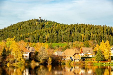 Photo for Autumn panorama of the Schluchsee with the Black Forest in the background - Royalty Free Image