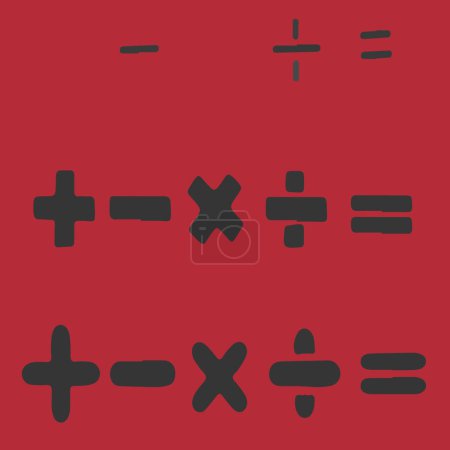 Photo for Various first-degree mathematical operations performed on a red and grey background - Royalty Free Image