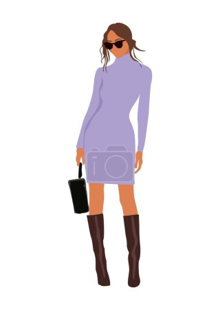 Stylish business woman wearing modern smart casual office outfit. Attractive young girl in fashionable autumn look. Pretty cartoon female character. Lady boss. Vector realistic illustration isolated.