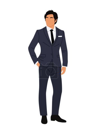 Illustration for Businessman character. Handsome young man wearing formal suit standing full body front view. Vector realistic illustration isolated on white background. - Royalty Free Image