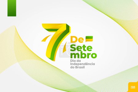 Téléchargez les illustrations : Logotype du jour de l'indépendance brésilienne 7 septembre avec fond de drapeau - en licence libre de droit