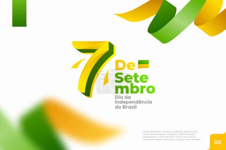 Téléchargez les illustrations : Logotype du jour de l'indépendance brésilienne 7 septembre avec fond de drapeau - en licence libre de droit