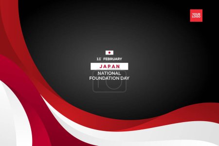 Téléchargez les illustrations : Jour national du Japon 11 février avec fond de drapeau ondulé. - en licence libre de droit