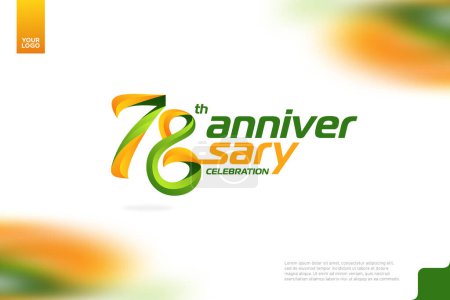 Téléchargez les illustrations : Logotype du 78e anniversaire avec une combinaison d'orange et de vert sur fond blanc. - en licence libre de droit