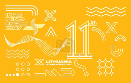 Téléchargez les illustrations : Jour de l'indépendance lituanienne forme abstraite géométrique de fond avec 11 mars logotype. - en licence libre de droit