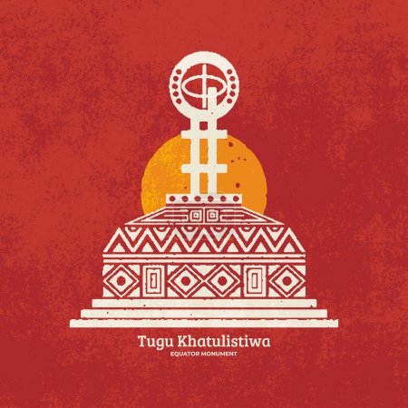Ilustración de Indonesia ecuador monumento icono ilustración diseño Dibujado a mano vintage grunge geométrico. - Imagen libre de derechos
