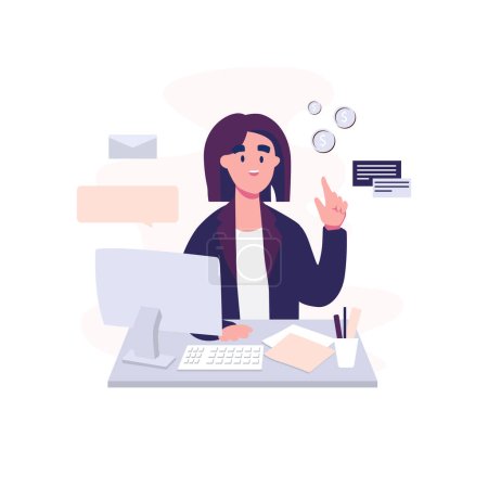 Illustration for Accountant employee at work flat style illustration vector design - Royalty Free Image
