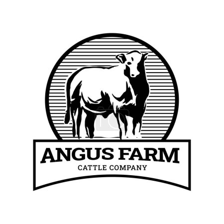 Téléchargez les illustrations : Angus bovins ferme logo vecteur conception - en licence libre de droit