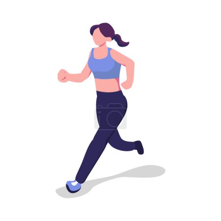 Téléchargez les illustrations : Femmes jogging plat style illustration vectoriel design - en licence libre de droit