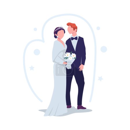 Illustration for Wedding couple illustration flat vector design - Royalty Free Image
