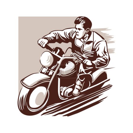 man driving cooper motorcycle vector illustration design