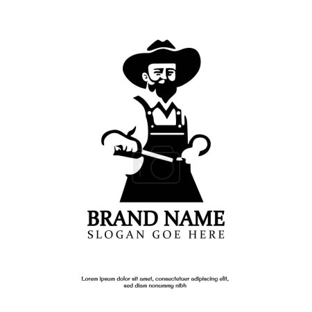 Ilustración de Diseño del logotipo del agricultor vector blanco y negro aislado - Imagen libre de derechos