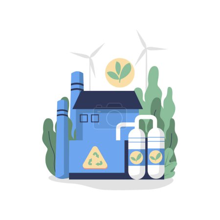 Illustration for Eco friendly industries flat style illustration vector design - Royalty Free Image