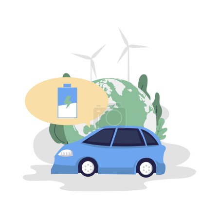 Ilustración de Diseño de vectores de ilustración de estilo plano coche ecológico - Imagen libre de derechos