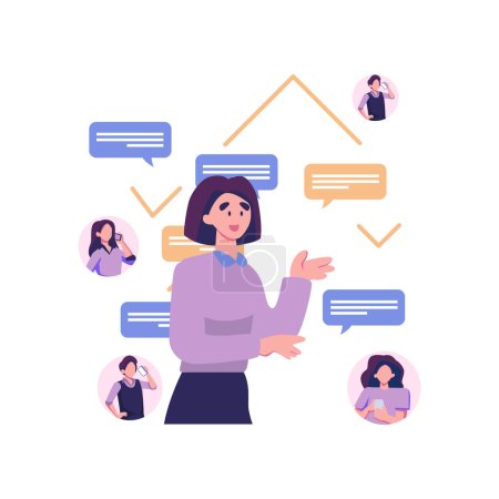 Illustration for Communication with people flat illustration vector design - Royalty Free Image