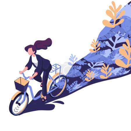 Téléchargez les illustrations : Style de vie écologique transport plat illustration vectoriel design - en licence libre de droit