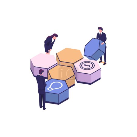 Illustration for Design structure and mutual assistance flat style isometric vector design - Royalty Free Image