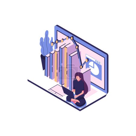 Illustration for Analitycs and data flat style isometric vector illustration design - Royalty Free Image