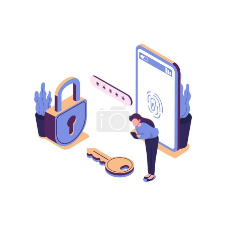Illustration for Acces control system flat style isometric illustration vector design - Royalty Free Image