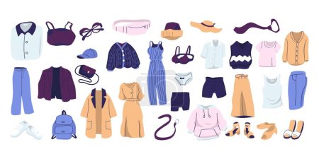 Fashion clothes set flat style illustration vector design