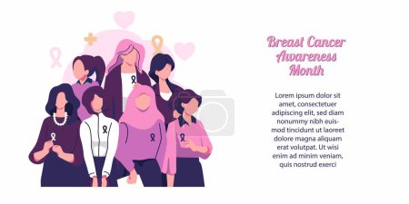 Téléchargez les illustrations : Mois de sensibilisation au cancer du sein pour la campagne de prévention - en licence libre de droit
